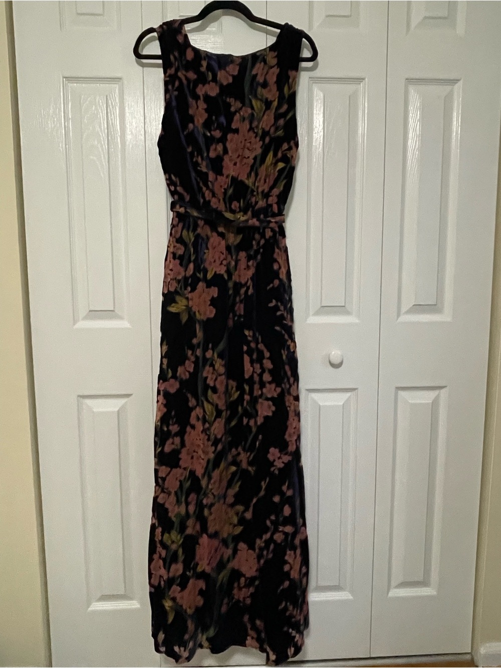 Baltic Born Navy Velvet Maxi Dress with Rose and Olive Floral Print - Picture 4 of 4